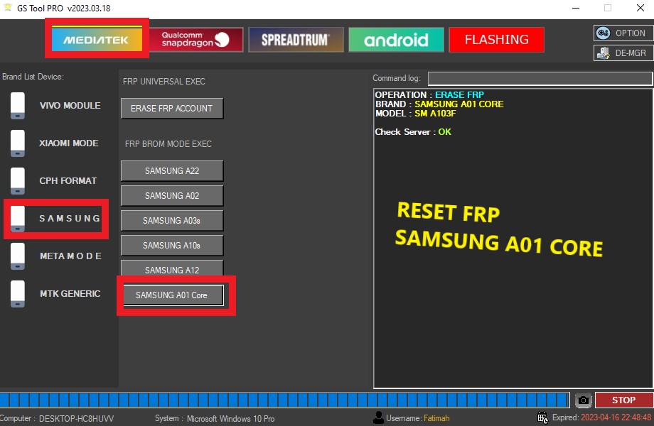 Reset Frp Samsung A01 Core