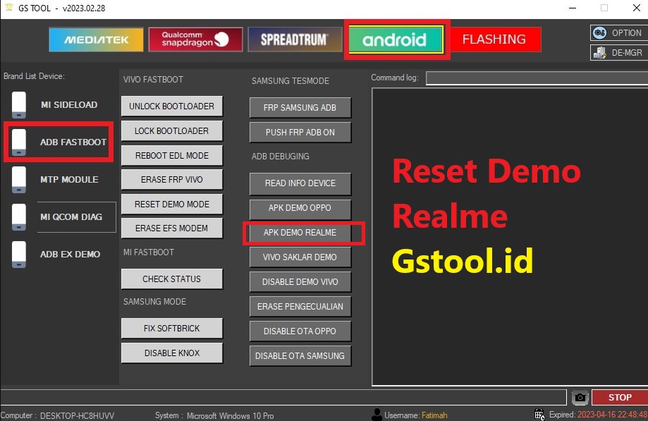 Reset Demo Realme Gstool
